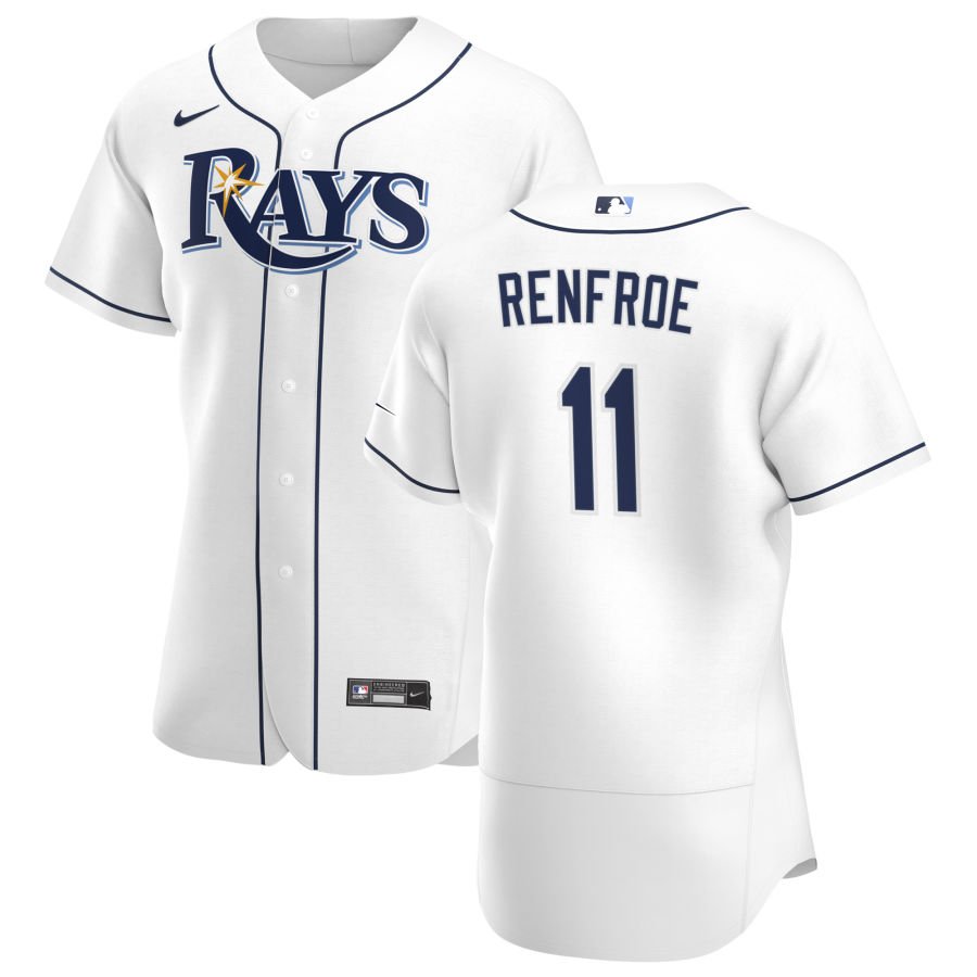 Tampa Bay Rays #11 Hunter Renfroe Men Nike White Home 2020 Authentic Player MLB Jersey->tampa bay rays->MLB Jersey